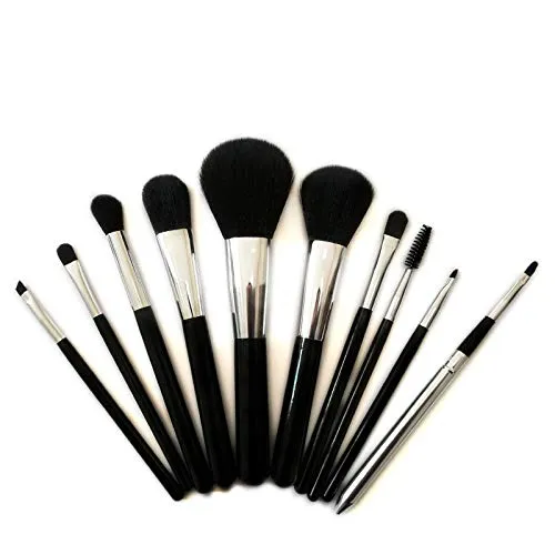 10 Pieces Makeup Brush Set Professional Bamboo Handle Premium Synthetic Kabuki Foundation Blending Blush Concealer Eye Face Liquid Powder Cream Cosmetics Brushes Kit With Bag