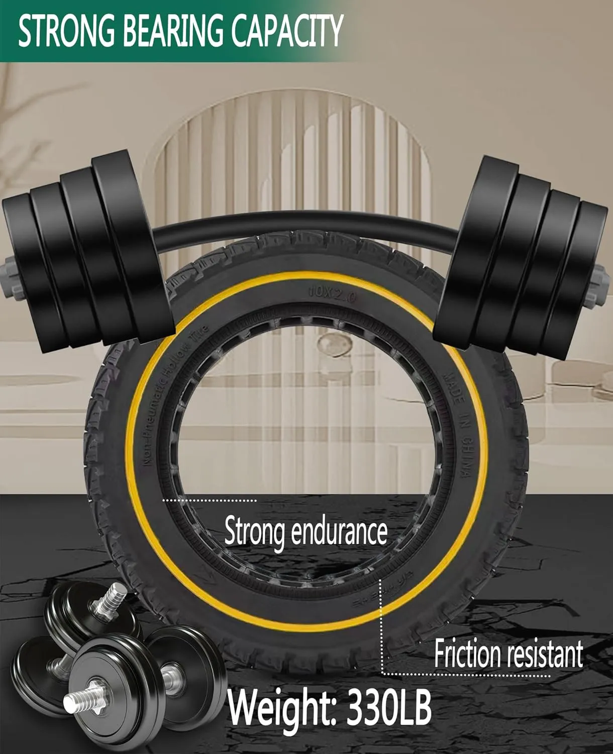 10x2 Solid Tires,10X2.125 50/75-6.1 10 Inch Tubeless Tire for Segway Ninebot D40X F25 F30 Turboant X7 Pro MAX Honeycomb Front Rear Replacement Wheels, 54-152 10x2 Rubber Tyre