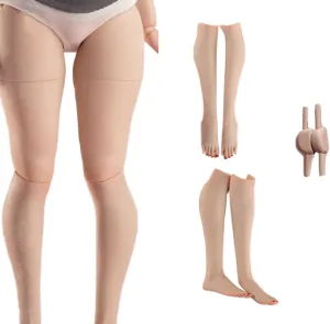 1/6 Scale Seamless Legs and Feet Replacement Part Accessory Pale Foot Shapes with Joint Connector for 12inch Worldbox Female Action Figure (Ball Joint Thigh Flat Foot Tiptoe Foot Shape)