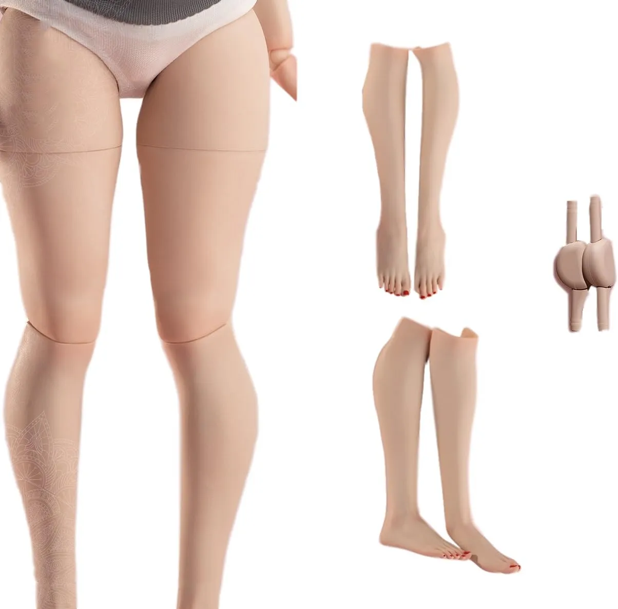 1/6 Scale Seamless Legs and Feet Replacement Part Accessory Pale Foot Shapes with Joint Connector for 12inch Worldbox Female Action Figure (Ball Joint Thigh Flat Foot Tiptoe Foot Shape)