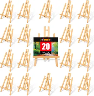 20 Pack 11.8" Wooden Easel, Easel Stand for Painting, Tabletop Easel for Artist/Students/Beginners, Portable Canvas Photo Picture Sign Holder