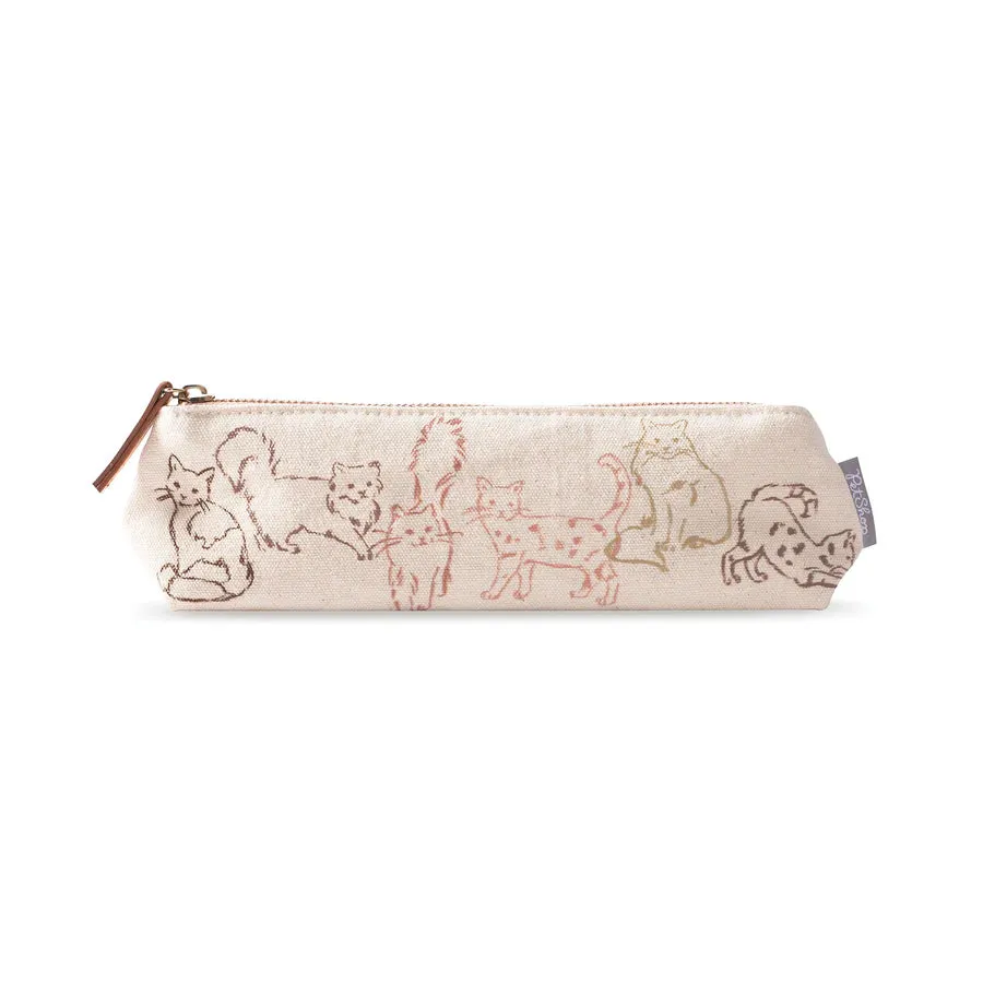 329003 INKED CATS CANVAS FLAT ZIPPERED POUCH