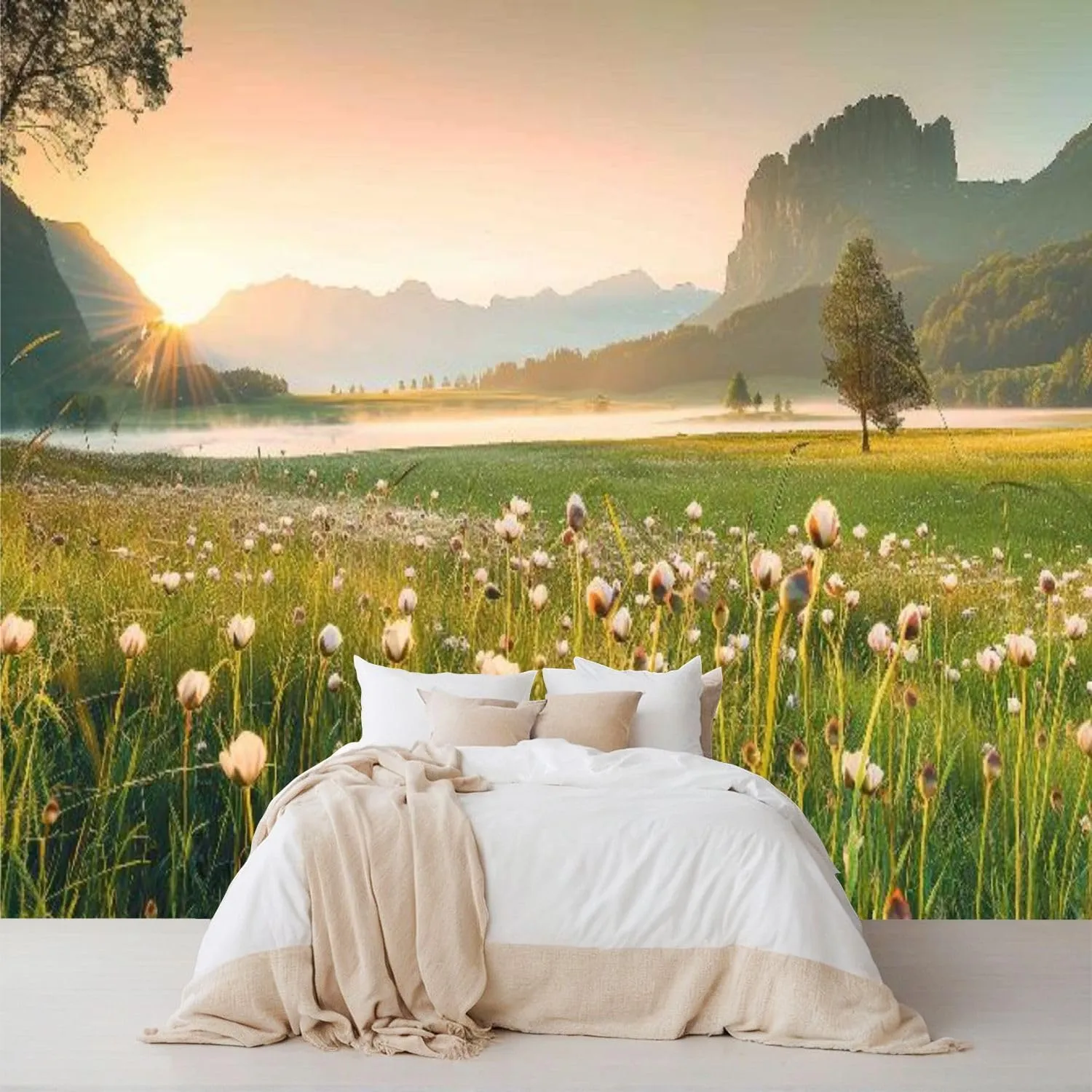 3D Wallpaper Self Adhesive View Seiser Alpe di Siusi Italian Biggest Alpine Meadows Dolomites Wall Mural Canvas Peel and Stick Background Wall Sticker Bedroom Living Room Dormitory Decor