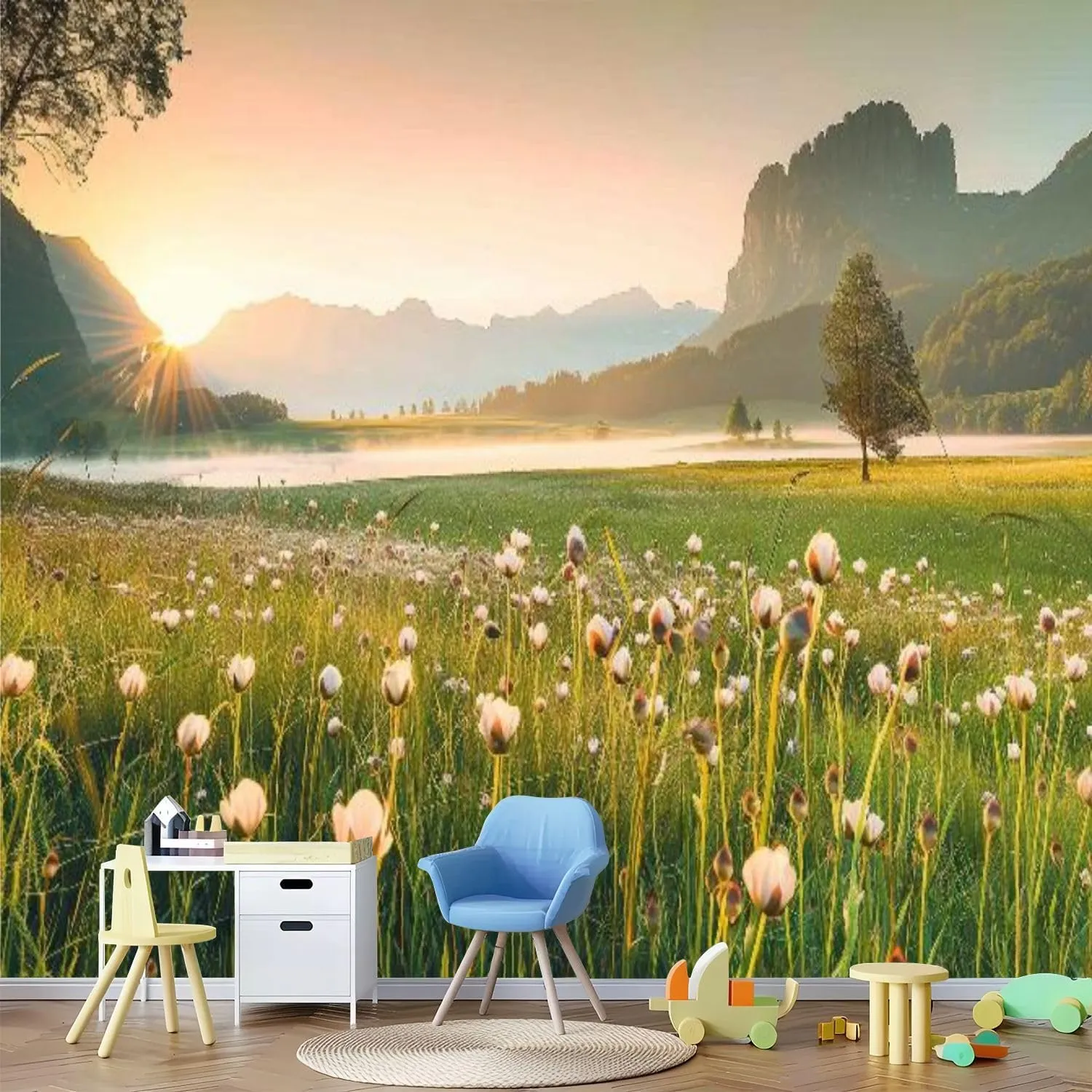 3D Wallpaper Self Adhesive View Seiser Alpe di Siusi Italian Biggest Alpine Meadows Dolomites Wall Mural Canvas Peel and Stick Background Wall Sticker Bedroom Living Room Dormitory Decor