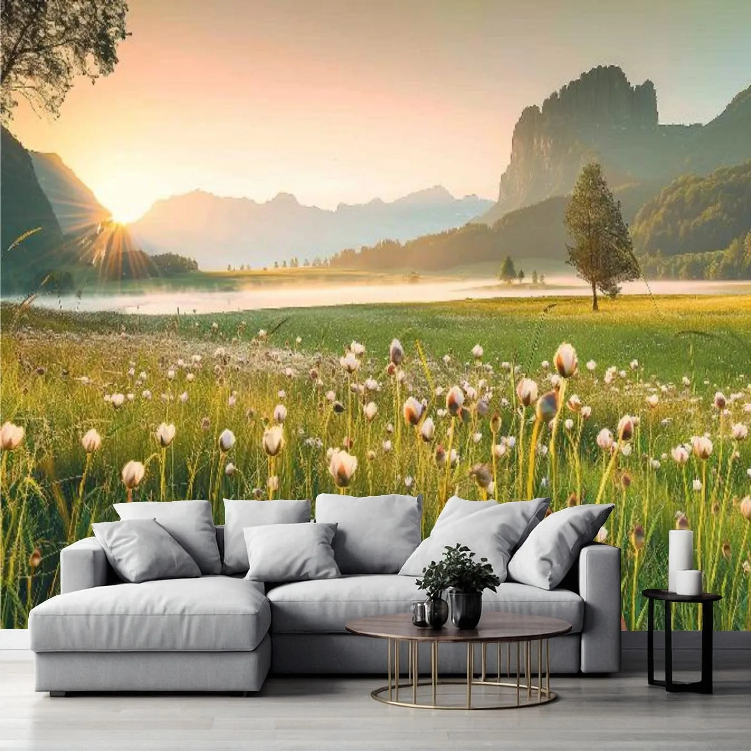 3D Wallpaper Self Adhesive View Seiser Alpe di Siusi Italian Biggest Alpine Meadows Dolomites Wall Mural Canvas Peel and Stick Background Wall Sticker Bedroom Living Room Dormitory Decor