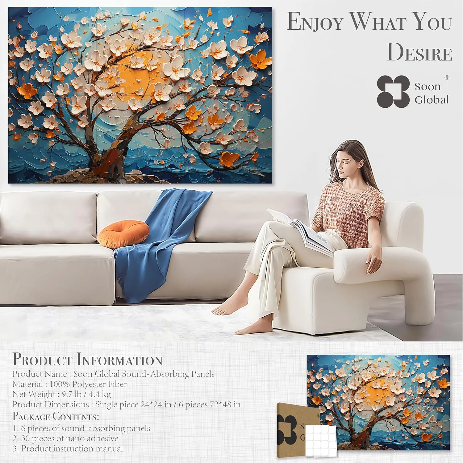 Acoustical Wall Panels, 72 X 48 Inches Art Acoustic Panels, Decorative Acoustic Panels, Acoustic Wall Panels, Sound Absorbing Wall Art, Canvas