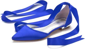 ADMLZQQ Flats Shoes Women Satin Wedding Pointed Toe Dress Flat Shoes Comfortable Flats for Women Dressy