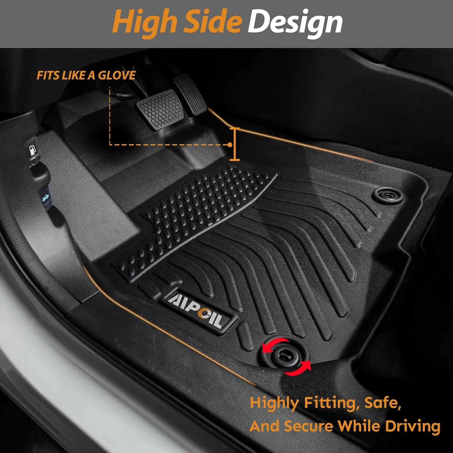 AIPOIL® Floor Mats & Cargo Liner Set Fit for Nissan Murano 2024 2023 2022 2021 2020 2019 2018 2017.5 All Weather Protection TPE Anti-Slip Automotive Full Set Custom Car Mats Accessories - Black