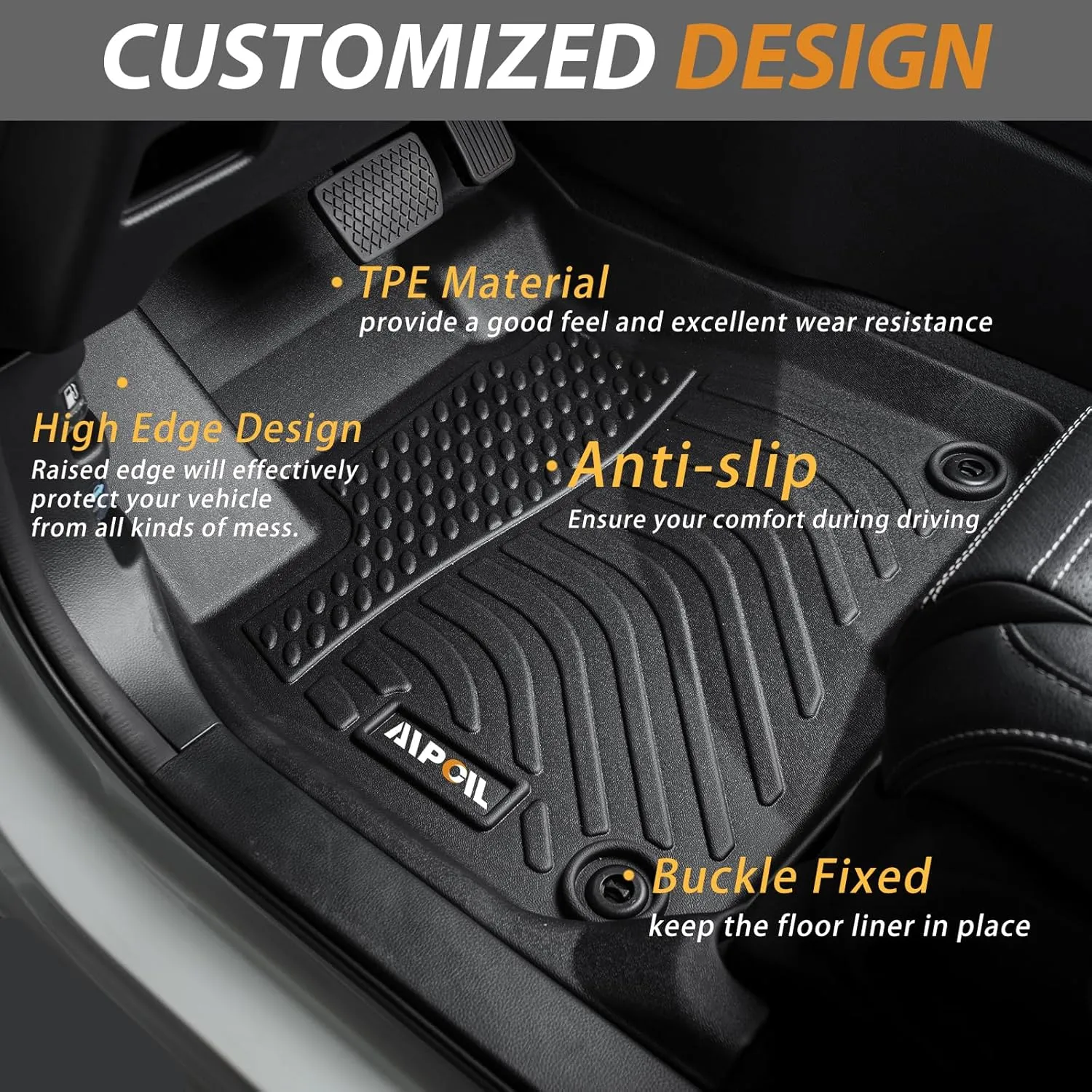 AIPOIL® Floor Mats & Cargo Liner Set Fit for Nissan Murano 2024 2023 2022 2021 2020 2019 2018 2017.5 All Weather Protection TPE Anti-Slip Automotive Full Set Custom Car Mats Accessories - Black