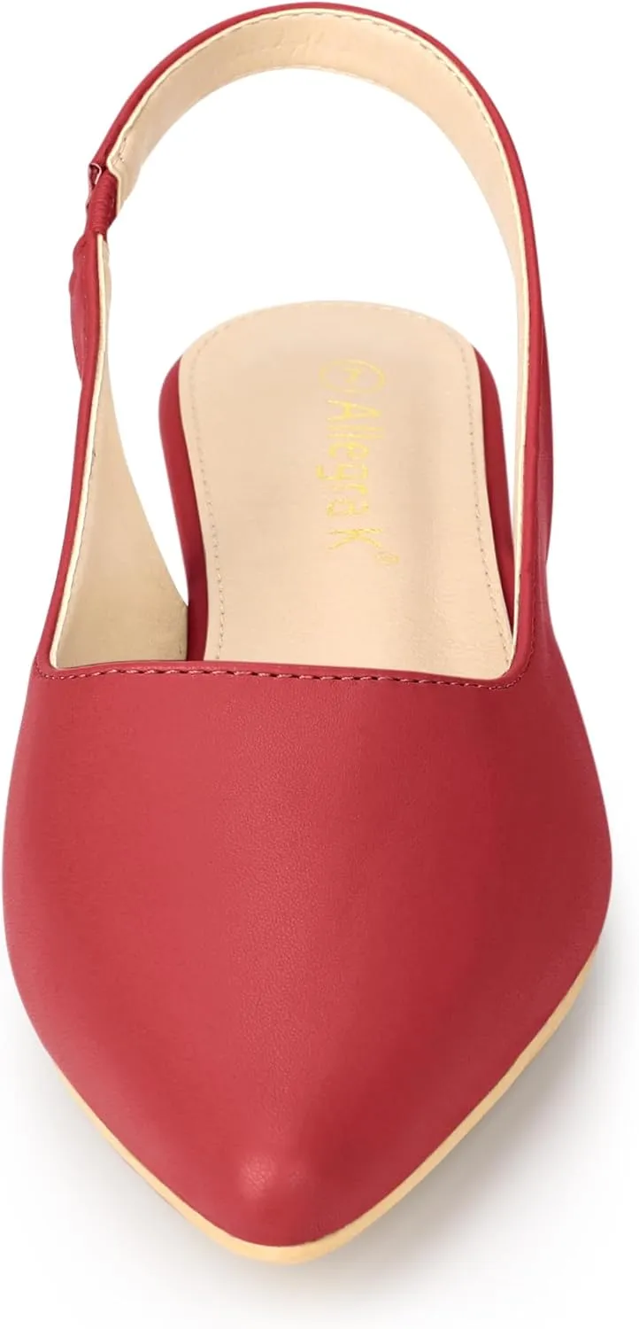 Allegra K Women's Pointed Toe Pumps Slingback Flat Pumps