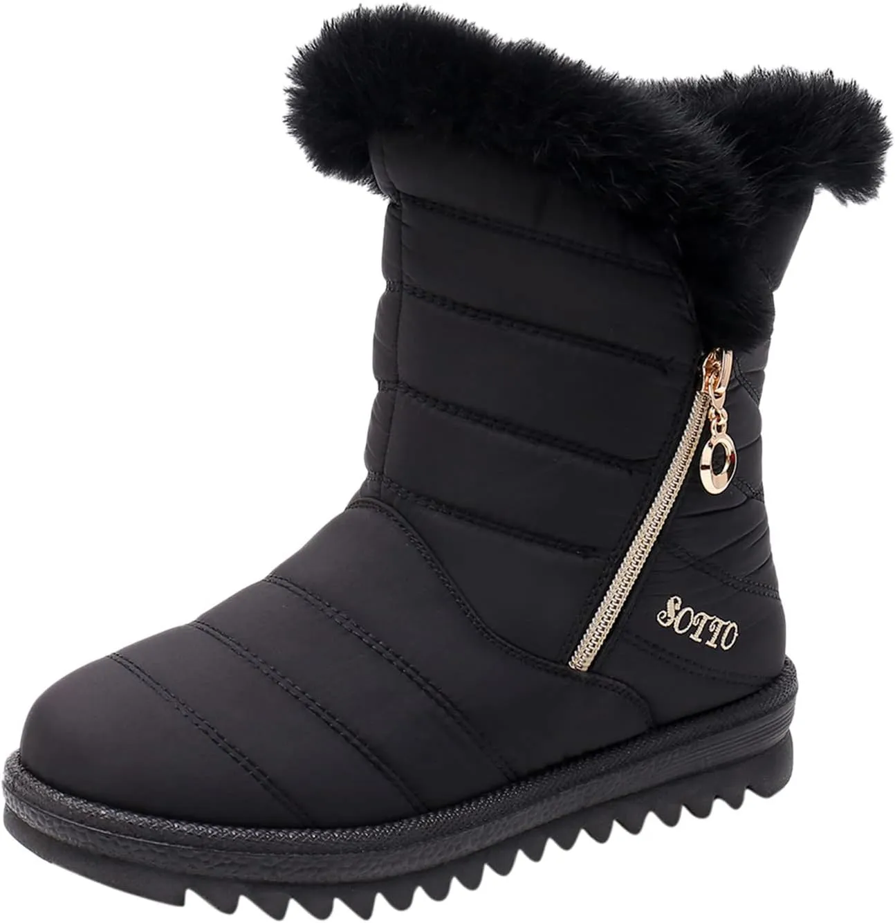 Ankle Boots for Women Comfy Platform Women's Real Hair Padded Waterproof Snowproof Snow Boots Cotton Shoes