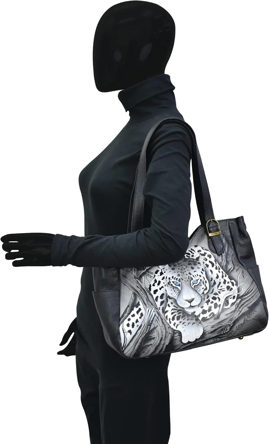 Anna by Anuschka Women's Genuine Leather Shoulder Bag - Hand Painted Original Artwork Exterior