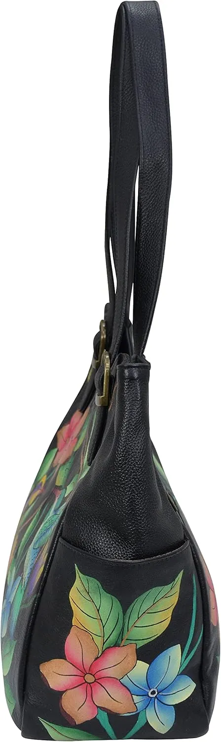 Anna by Anuschka Women's Genuine Leather Shoulder Bag - Hand Painted Original Artwork Exterior