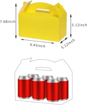 Aosric Yellow Gable Treat Boxes with Handles, 12 Pcs, 9.45"x5"x5" Easy to Assemble & Fold, Reusable Durable Cardstock Goodie Boxes for Party Favor, Kids Birthday, Baby Shower, Wedding, Holidays Gifts