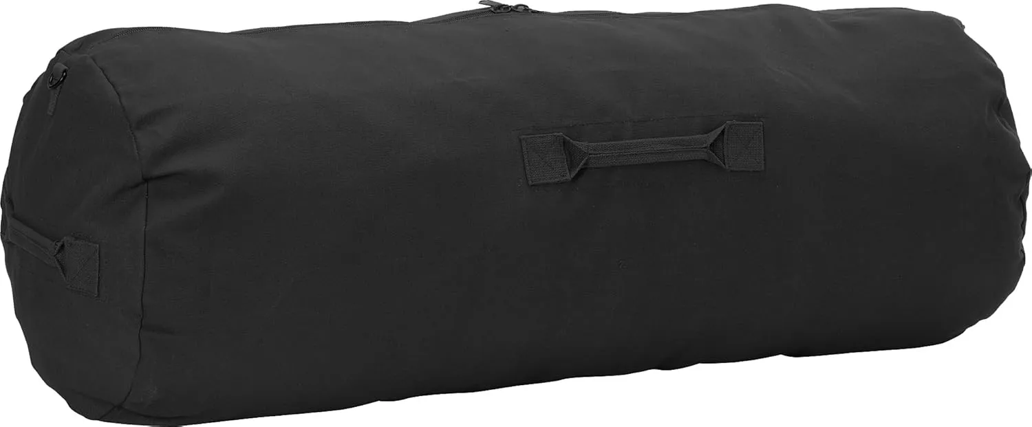 Army Universe ARMYU Black Giant Side Zipper Canvas Heavy Duty Military Duffle Bag 50" x 19" x 19" (30" x 50" flat)