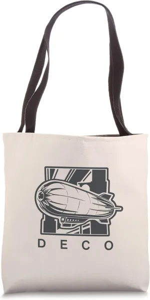 Art Deco, Utopian design with skyscrapers and zeppelin. Tote Bag