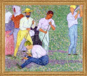 Art Oyster Gustave Gildemeister Harvesters - 20" x 25" Premium Canvas Print with Antique Gold Finish Frame