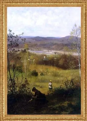 Art Oyster James Wells Champney Deerfield Valley - 18" x 27" Premium Canvas Print with Antique Gold Finish Frame