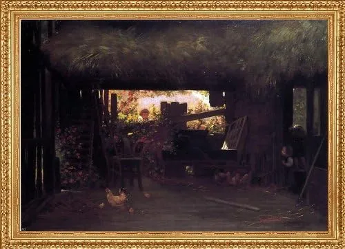 Art Oyster James Wells Champney Hide and Seek - 18" x 27" Premium Canvas Print with Antique Gold Finish Frame