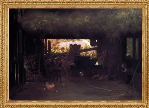 Art Oyster James Wells Champney Hide and Seek - 18" x 27" Premium Canvas Print with Antique Gold Finish Frame