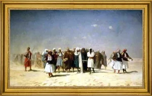 Art Oyster Jean-Leon Gerome Egyptian Recruits Crossing the Desert - 18" x 27" Premium Canvas Print with Gold Frame