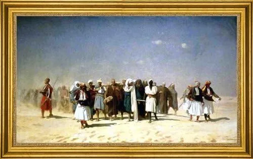 Art Oyster Jean-Leon Gerome Egyptian Recruits Crossing the Desert - 18" x 27" Premium Canvas Print with Gold Frame