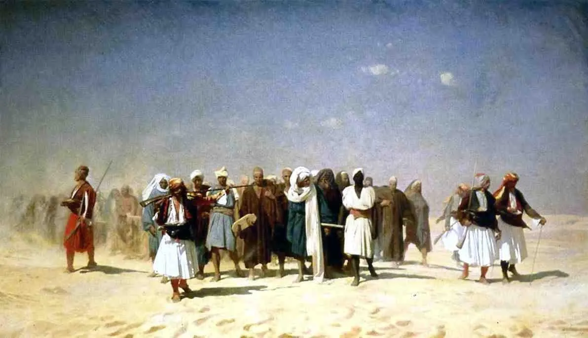 Art Oyster Jean-Leon Gerome Egyptian Recruits Crossing The Desert - 18" x 27" Premium Canvas Print