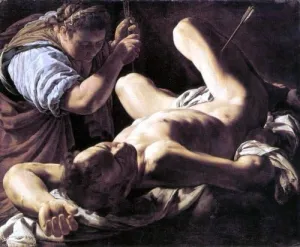 Art Oyster Marcantonio Bassetti St Sebastian Tended by St Irene - 16" x 20" Premium Canvas Print
