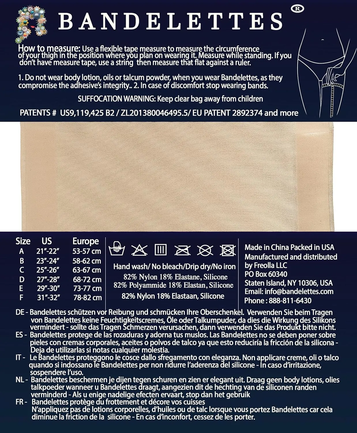 Bandelettes Original Patented Elastic Anti-Chafing Thigh Bands *Prevent Thigh Chafing*