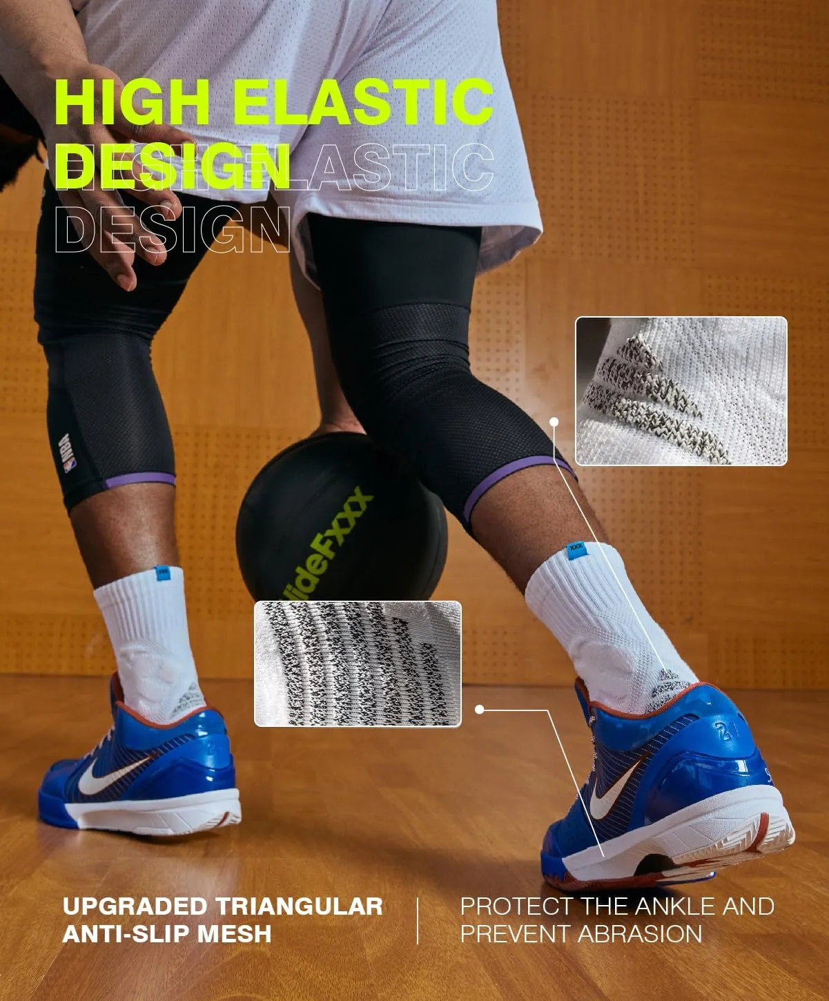 Basketball Socks for Men, Performance Cushioned Men's Athletic Ankle Socks, Anti-Slip Sports Socks