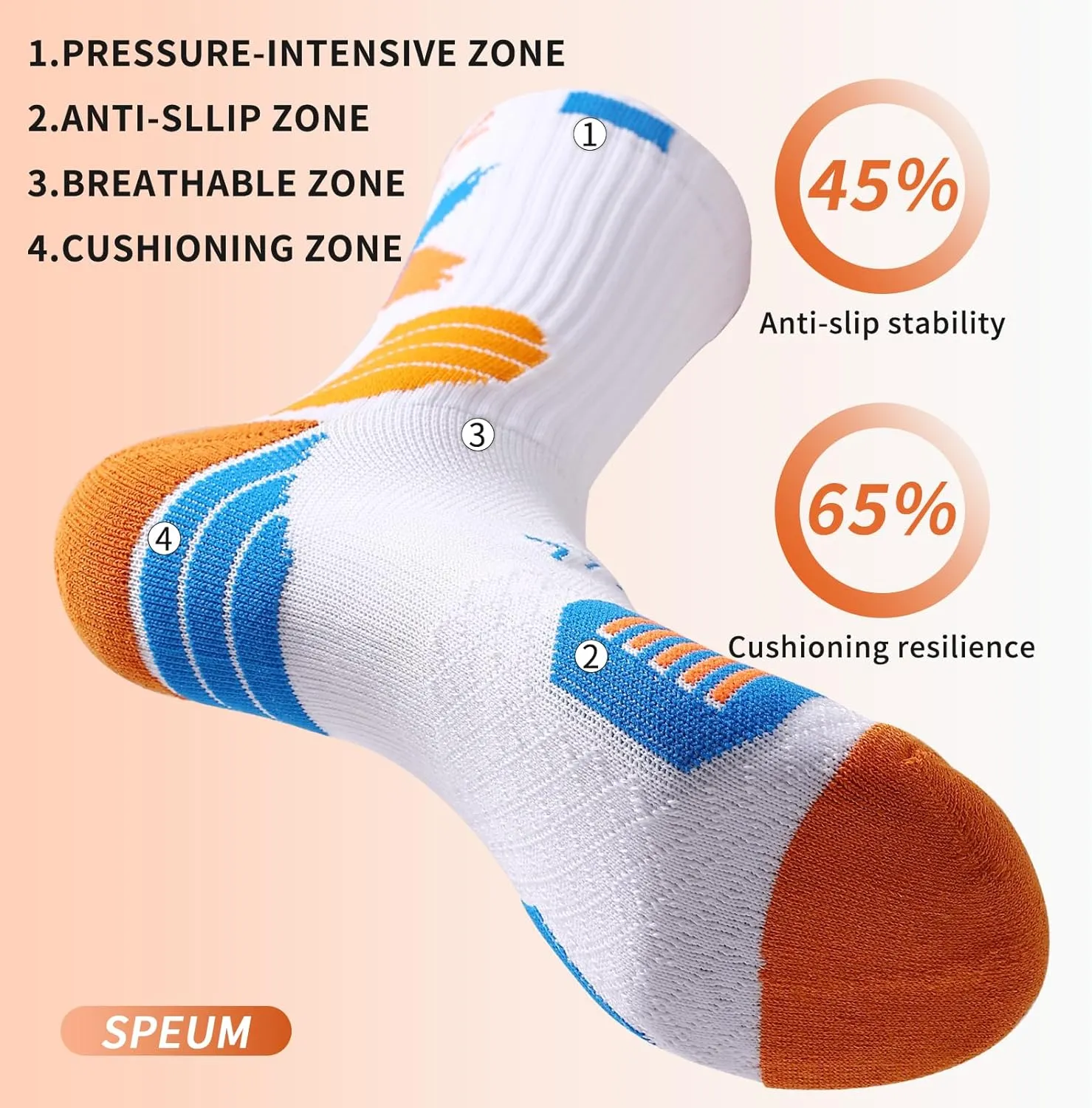 Basketball Socks for Men,Performance Cushioned Men's Athletic Crew Socks with Arch Compression for Basketball Sports