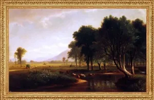 Benjamin Champney Artist Brook North Conway New Hampshire - 18" x 27" Premium Canvas Print with Antique Gold Finish Frame