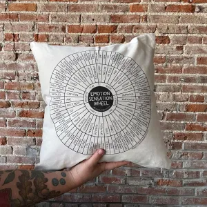 Black & White Emotion Sensation Wheel Throw Pillow Cover - 100% Cotton Canvas from The Artist - Therapy Office Home Classroom - Mindfulness & Social Emotional Learning