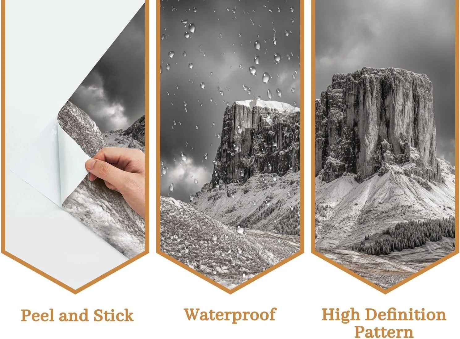Black Snow Nature Landscape Minimalism Scenery Snow Covered Plateau Wall Mural Peel & Stick Wallpaper Removable Self-Adhesive Large Wall Sticker Wall Decor for Bedroom Living Room Nursery 69"x96"