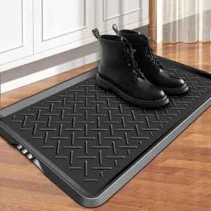 Boot Tray TPE Rubber Shoe Mat Tray for Entryway with Shoes Brush Large Boot mat Tray Multi-Purpose for Indoor or Outdoor Entryway Mat Shoe Cleaning Mat Entryway Shoe Storage 16.1x28.3Inches (Black)
