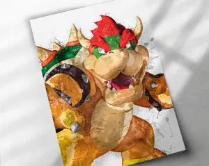 Bowser Super Mario Poster - Canvas Print, Framed Canvas, or Poster, Man Cave Gift, Wall Decor (Canvas Wrap, 16" x 20")
