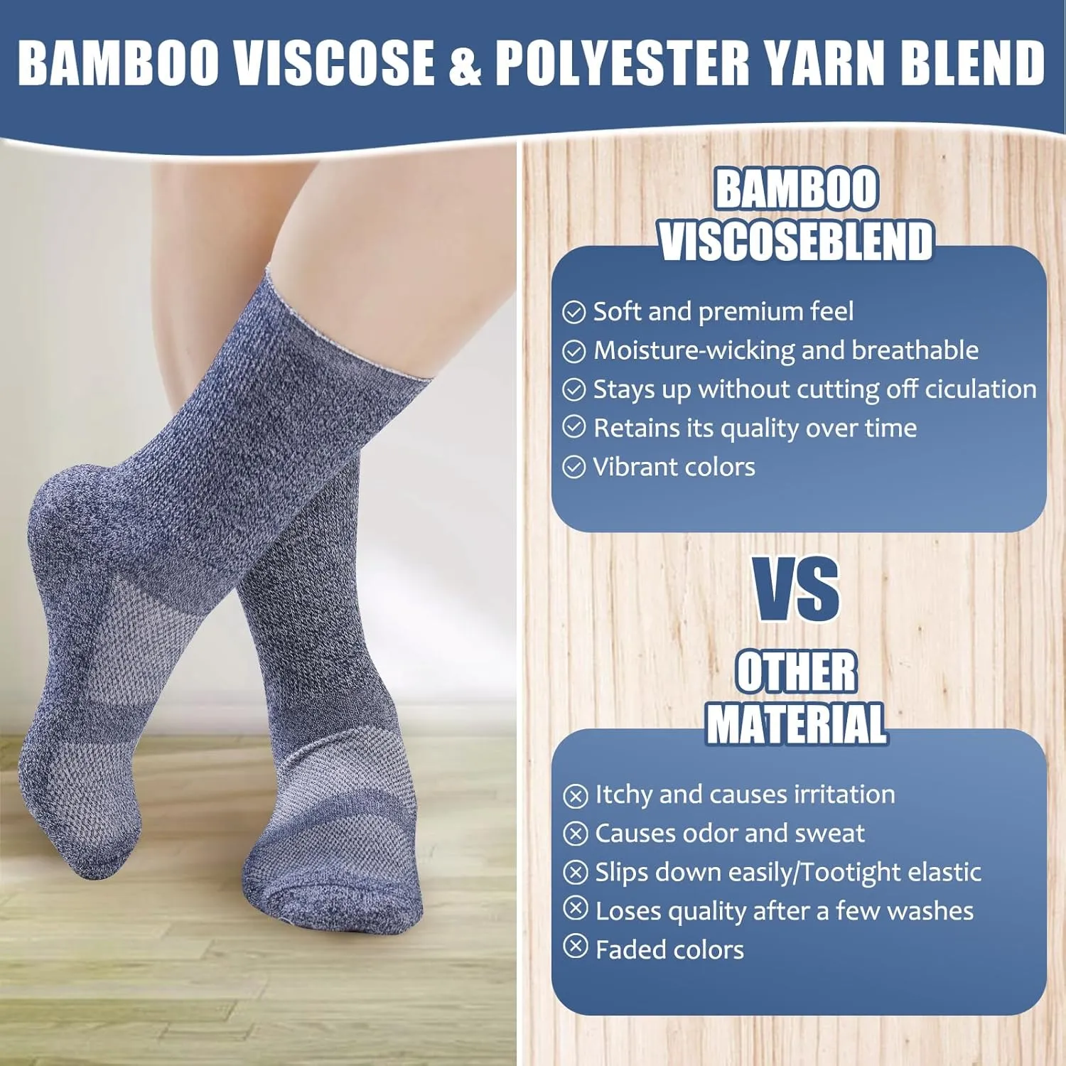 Bulinlulu Diabetic Socks for Men Women-6 Pairs Non Binding Diabetic Crew Seamless Socks for Men Size 9-12