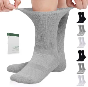 Bulinlulu Diabetic Socks for Men Women-6 Pairs Non Binding Diabetic Crew Seamless Socks for Men Size 9-12
