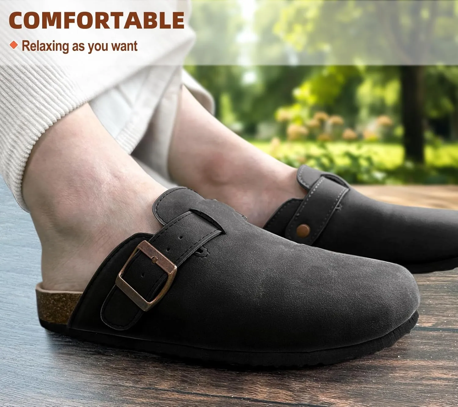 BULLIANT Comfort Clogs Slippers Sandals Nurse Work Shoes Unisex for Men Women with Cushioned Cork-Footbed