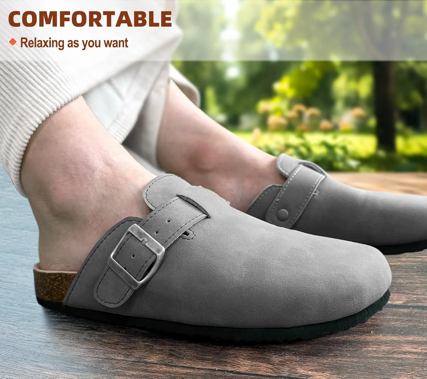 BULLIANT Comfort Clogs Slippers Sandals Nurse Work Shoes Unisex for Men Women with Cushioned Cork-Footbed