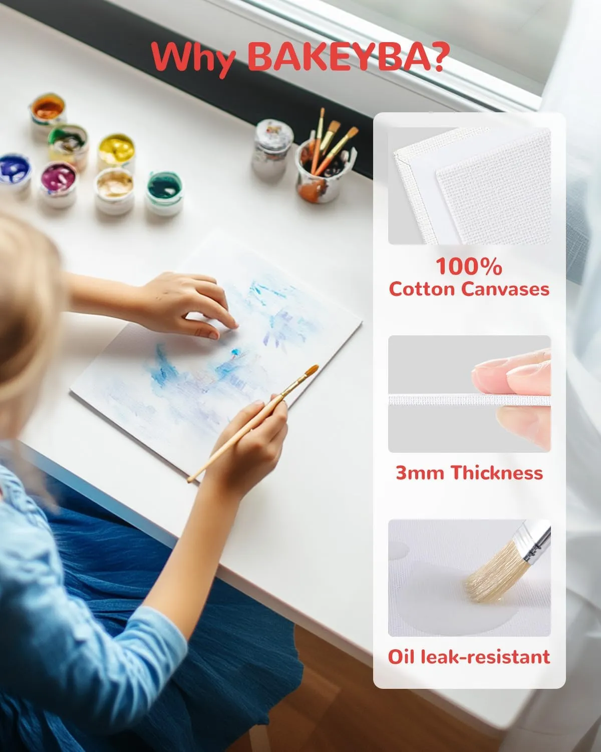 Canvas Boards for Painting 36 Pack, 8x10 Inch Painting Canvas Panels, 100% Cotton White Blank Art Supplies for Acrylics Oil Watercolor Tempera Paints