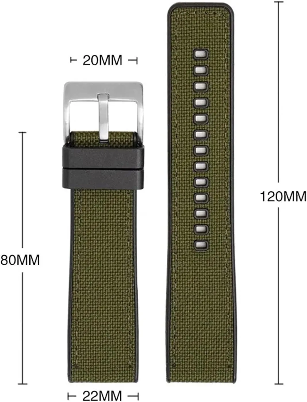 Canvas Silicone Watch Strap 20mm 22mm 24mm Nylon Quick Release Watch Band Men Women Universal Strap