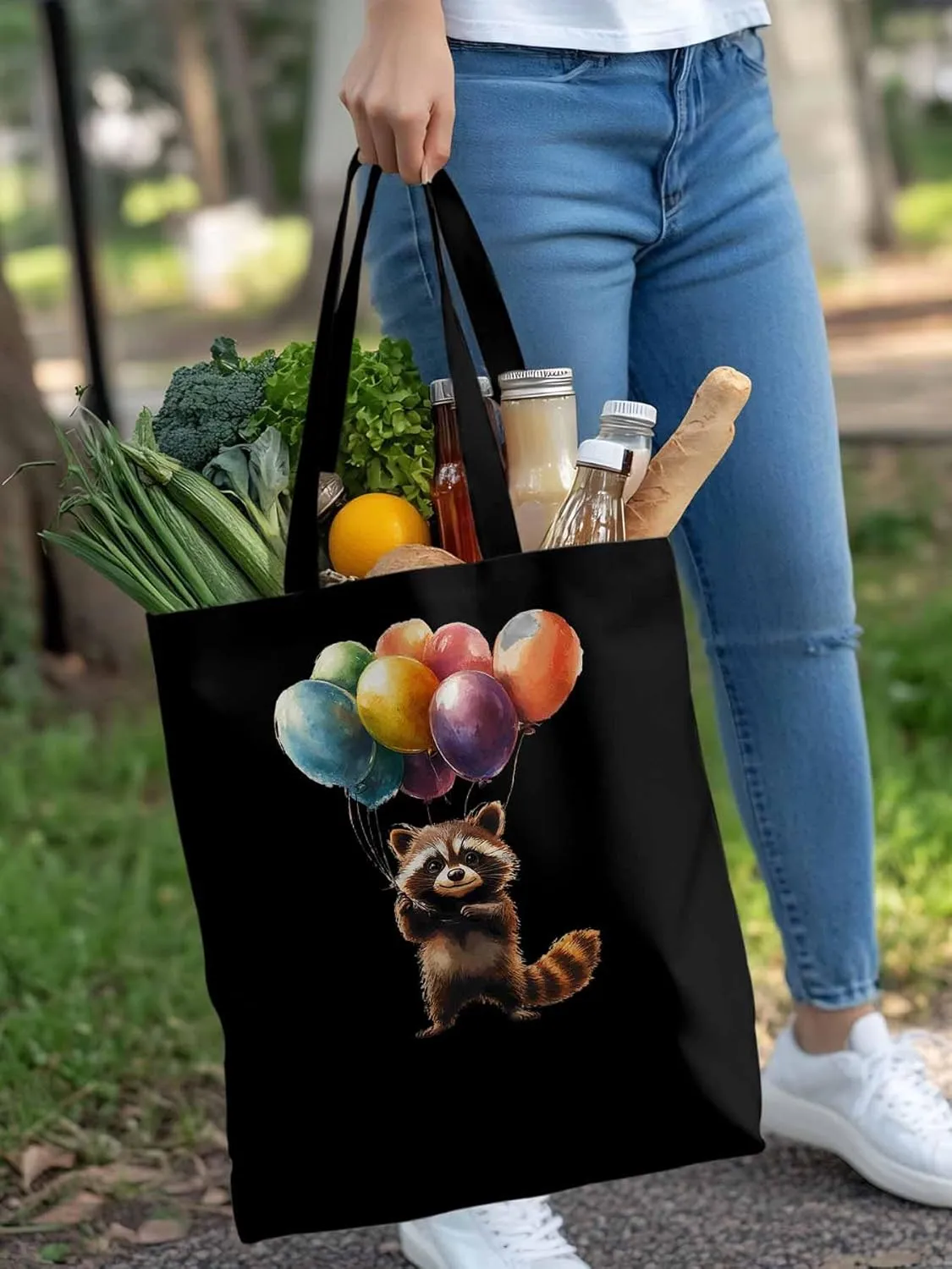 Canvas Tote Bag, Farm Animals Balloon Colorful patterned Canvas Tote Handbags for Women Shoulder Bag,