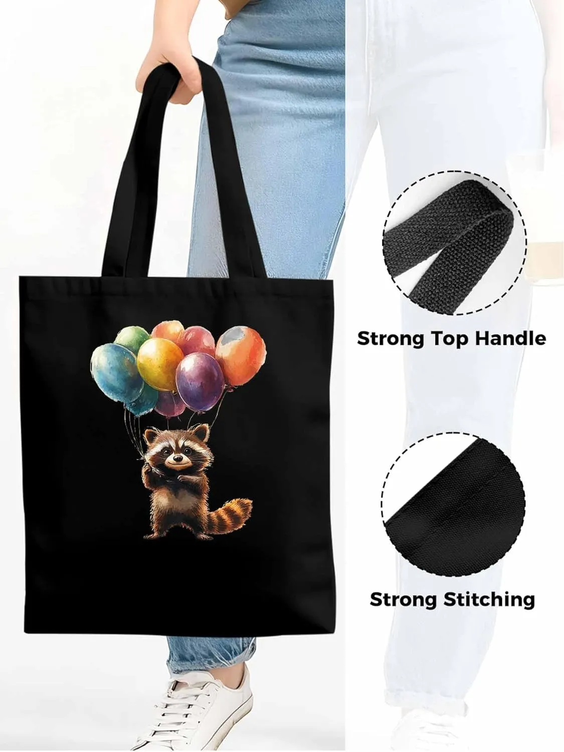 Canvas Tote Bag, Farm Animals Balloon Colorful patterned Canvas Tote Handbags for Women Shoulder Bag,