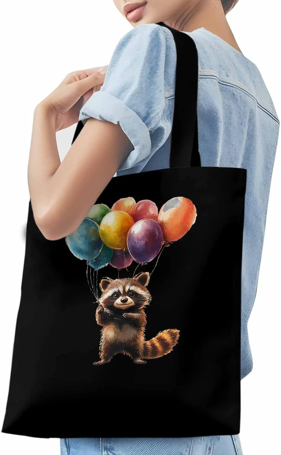 Canvas Tote Bag, Farm Animals Balloon Colorful patterned Canvas Tote Handbags for Women Shoulder Bag,
