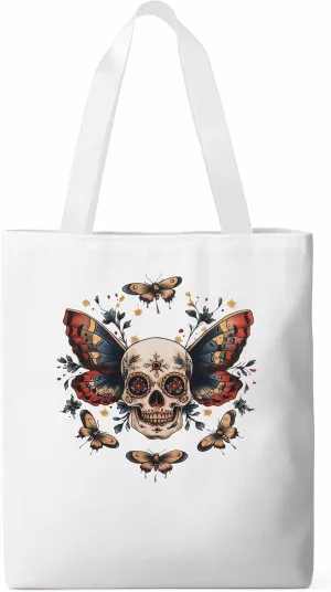 Canvas Tote Bag, Vintage Skeleton Butterfly patterned Canvas Tote Handbags for Women Shoulder Bag,