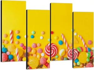 Canvas Wall Art Colorful candies yellow Top view Flat lay Photo Prints Realism Stretched & Framed Artworks Modern Wall Decor for Living Room Bedroom Office