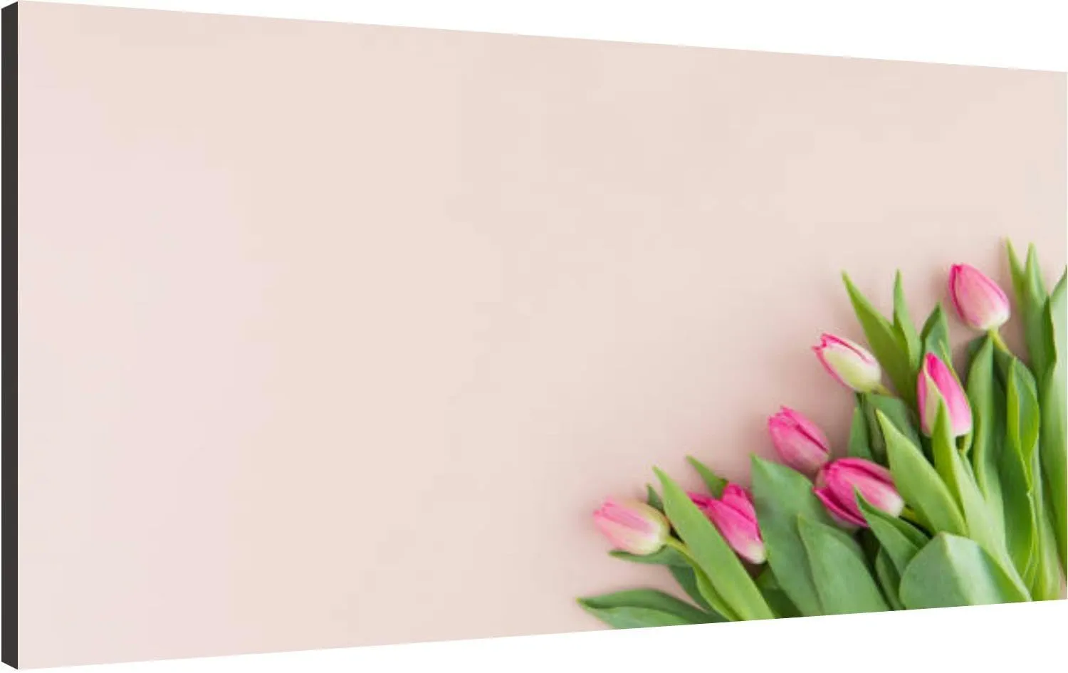 Canvas Wall Art for Living Room Bedroom Spring tulip flowers pink top view and flat lay style Greeting Women&apos s Big Large Wall Art Decor Framed Painting Wall Pictures Prints Artwork Office