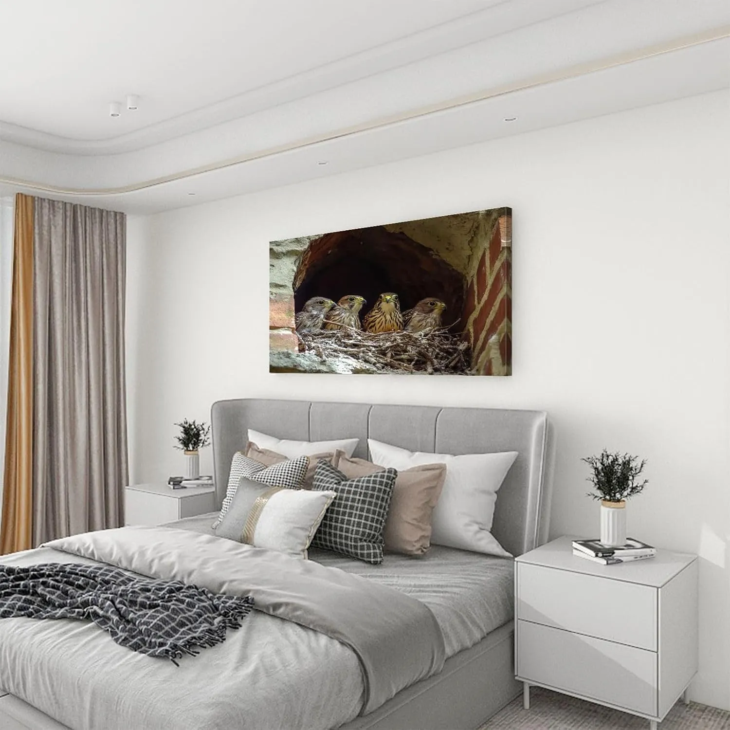 Canvas Wall Art Paintings kestrels church tower Stretched Framed Artwork Wall Poster for Living Room Bedroom Office Wall Decor Ready to Hang 30x60 Inch