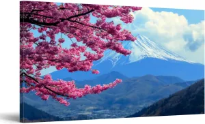 Canvas Wall Art Paintings Mt Cherry Blossom View from Mt Matsuda Kanagawa Prefecture Stretched Framed Artwork Wall Poster for Living Room Bedroom Office Wall Decor Ready to Hang 30x60 Inch